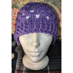 Crochet Purple Granny Square Beanie Size Medium